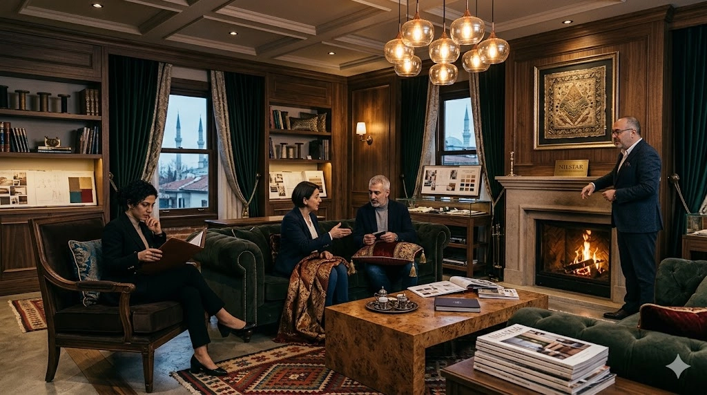 Luxury hospitality interior representing the future vision of NILSTAR bespoke textile collections.
