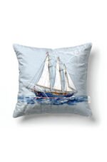 CANILA MARINE Sailboat Patterned Blue, White Square Pillow cover 43 x 43 cm Double-sided Pillow cover 1 PIECE(S) ( MARINE 1 )