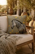 CANILA Zebra Patterned Ethnic Velvet Piped Luxurious Pillow cover 45 x 45 cm 1 PIECE(S) ( BKRL03 )