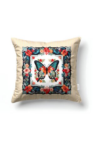 CANILA BUTTERFLY Butterfly Patterned Pastel Yellow Square Pillow cover 43 x 43 cm Double-sided Pillow cover 1 PIECE(S) ( BUTTERFLY 1 )