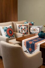 CANILA BUTTERFLY 4 Pillow cover 1 Table runner 5-piece set Pillow cover Set. Table set Double-sided Pillow cover. ( BUTTERFLY SET 1 )