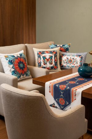 CANILA BUTTERFLY 4 Pillow cover 1 Table runner 5-piece set Pillow cover Set. Table set Double-sided Pillow cover. ( BUTTERFLY SET 1 )