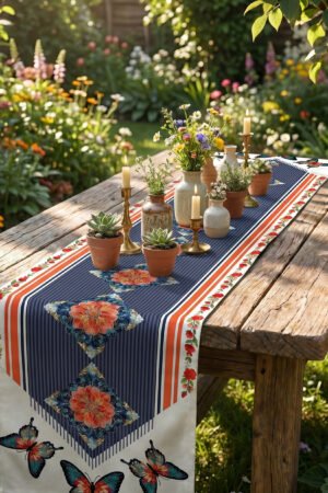 CANILA BUTTERFLY butterfly and Floral Patterned Modern Detailed Table runner 45 x 145 cm 1 PIECE(S) ( BUTTERFLY R1 )