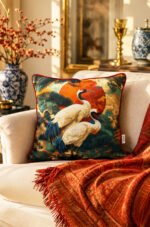 CANILA Turna bird patterned Traditional Velvet Piped Luxurious Pillow cover 45 x 45 cm 1 PIECE(S) ( BKRL01 )