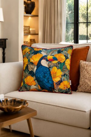 CANILA Toucan bird patterned Traditional Velvet Piped Luxurious Pillow cover 45 x 45 cm 1 PIECE(S) ( BKRL02 )