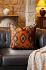 Ethnic Patterned Leather Piped Luxurious Pillow cover 45 x 45 cm 1 PIECE(S) ( DBKRL01 )