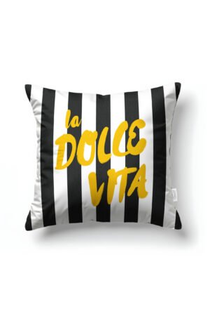 CANILA DOLCE VITA Patterned Black White Square Pillow cover 43 x 43 cm Double-sided Pillow cover 1 PIECE(S) ( DOLCE VITA 2 )