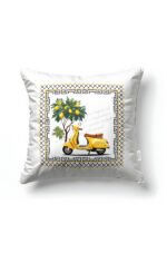 Dolce Vita-Pattern White Square Cushion 43 x 43 Cm Reversible Cushion Cover, 1 pc ( DOLCE VİTA 3 )