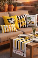 CANILA DOLCE VITA 4 Pillow cover 1 Table runner 5-piece set Pillow cover Set. Table set Double-sided Pillow cover. ( DOLCE VITA SET 1 )