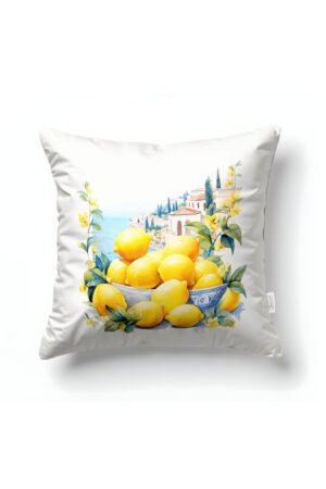 CANILA EPHESUS Lemon Patterned White Square Pillow cover 43 x 43 cm Double-sided Pillow cover 1 PIECE(S) ( EPHESUS 2 )