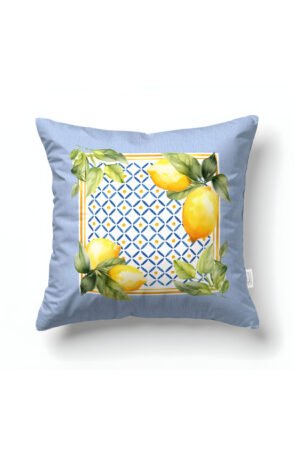 CANILA EPHESUS Lemon Patterned Blue, Yellow, White Square Pillow cover 43 x 43 cm Double-sided Pillow cover 1 PIECE(S) ( EPHESUS 4 )