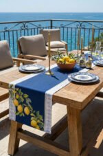 Ephesus Lemon Pattern Table Runner with Navy Detail, 45 x 145 Cm, 1 pc ( EPHESUS R1 )