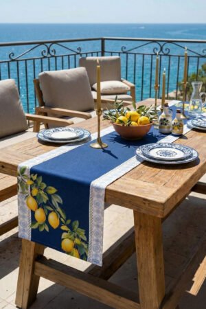 CANILA EPHESUS Lemon Pattern Navy blue Detailed Table runner 45 x 145 cm 1 PIECE(S) ( EPHESUS R1 )