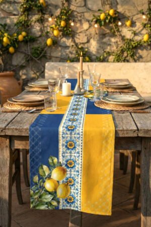 CANILA EPHESUS Lemon Pattern Navy blue Detailed Table runner 45 x 145 cm 1 PIECE(S) ( EPHESUS R2 )