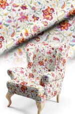 Floral and Butterfly Patterned Cotton-backed Thick rachel-knit Upholstery fabric 140cm width ( FBR 101 )