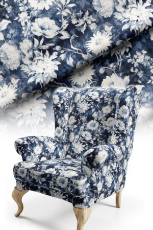 Faded Floral Patterned Cotton-backed Thick rachel-knit Upholstery fabric 140cm width ( FBR 102 )