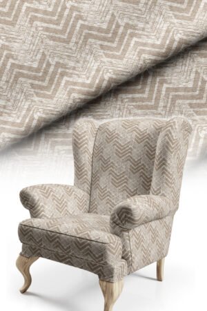 Geometric Patterned Woven Effect Cotton-backed Thick rachel-knit Upholstery fabric 140cm width ( FBR 108 BEIGE )