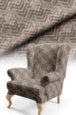 Geometric Patterned Woven Effect Cotton-backed Thick rachel-knit Upholstery fabric 140cm width ( FBR 108 BROWN )