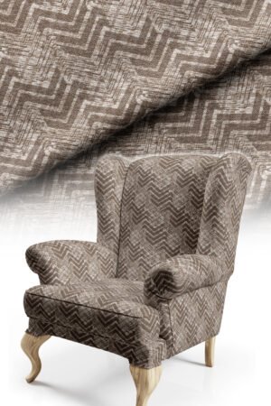 Geometric Patterned Woven Effect Cotton-backed Thick rachel-knit Upholstery fabric 140cm width ( FBR 108 BROWN )
