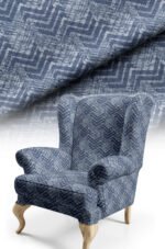 Geometric Patterned Woven Effect Cotton-backed Thick rachel-knit Upholstery fabric 140cm width ( FBR 108 BLUE )