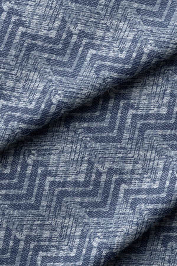 Blue Woven-Effect Geometric Pattern Upholstery Fabric by Nilstar®