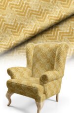 Geometric Patterned Woven Effect Cotton-backed Thick rachel-knit Upholstery fabric 140cm width ( FBR 108 YELLOW )
