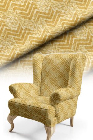 Geometric Patterned Woven Effect Cotton-backed Thick rachel-knit Upholstery fabric 140cm width ( FBR 108 YELLOW )