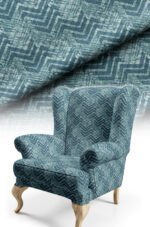 Geometric Patterned Woven Effect Cotton-backed Thick rachel-knit Upholstery fabric 140cm width ( FBR 108 TURQUOISE )
