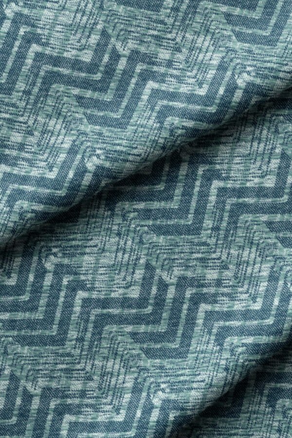 Turquoise Woven-Effect Geometric Pattern Upholstery Fabric by Nilstar®