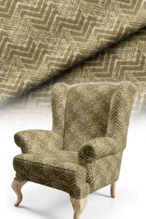 Green Woven-Effect Geometric Pattern Upholstery Fabric, 140cm Width (FBR 108)