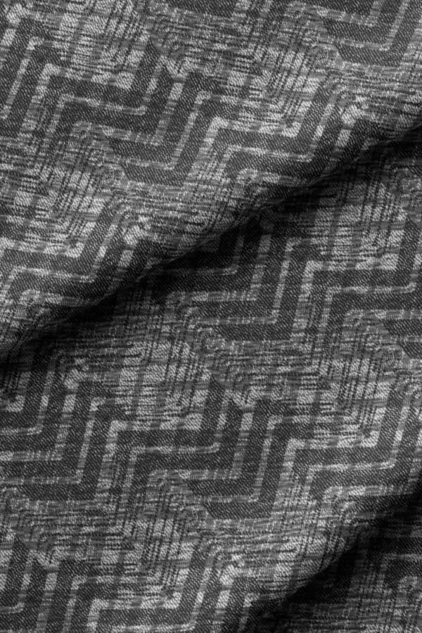Grey Woven-Effect Geometric Pattern Upholstery Fabric by Nilstar®