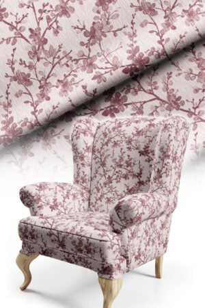 Floral Tree Branches Patterned Powder pink Cotton-backed Thick rachel-knit Upholstery fabric 140cm width ( FBR 109 POWDER PINK )