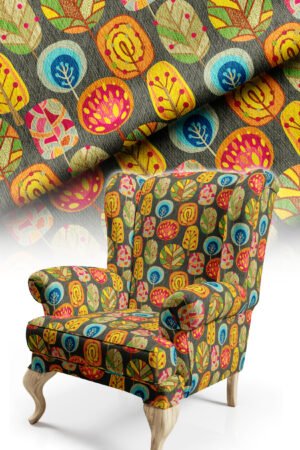Abstract Tree With motifs Cotton-backed Thick rachel-knit Upholstery fabric 140cm width ( FBR 110 )