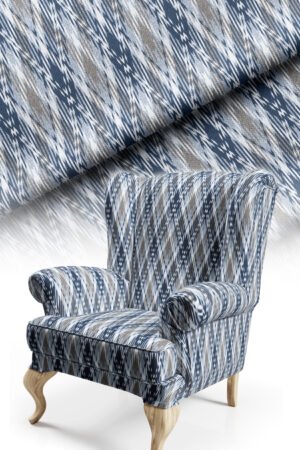 Diamond Patterned Classic With motifs Cotton-backed Thick rachel-knit Upholstery fabric 140cm width ( FBR 113 BLUE )