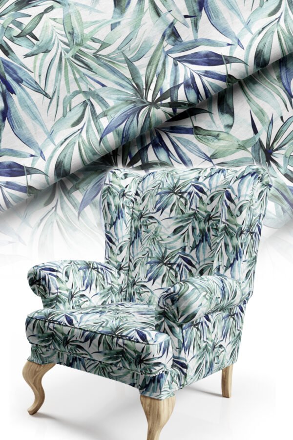 Blue Leaf Pattern Upholstery Fabric by Nilstar®