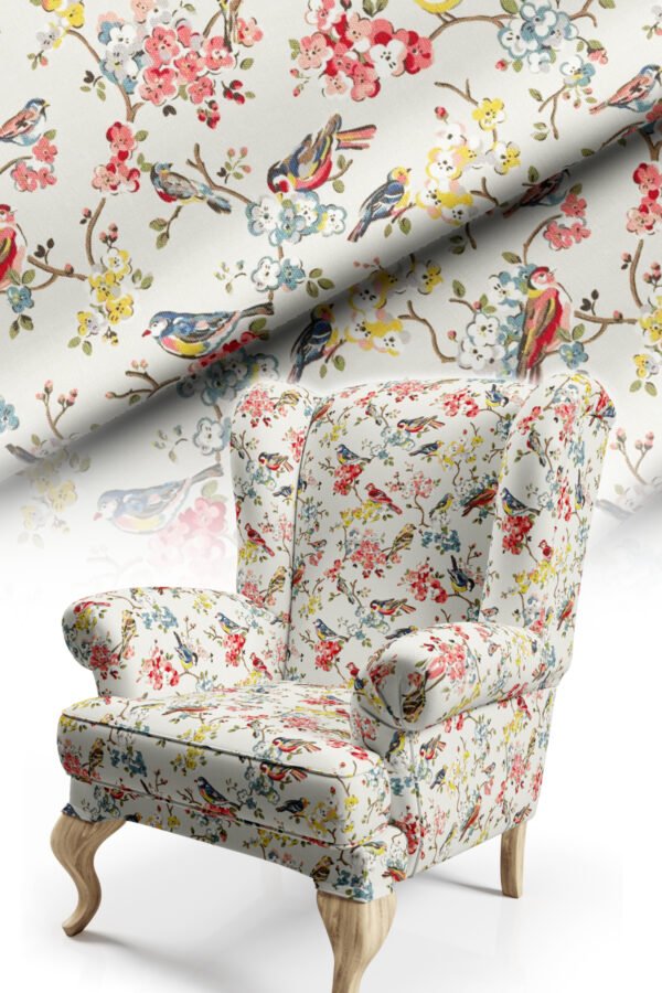 Elegant Bird and Floral Pattern Upholstery Fabric by Nilstar®