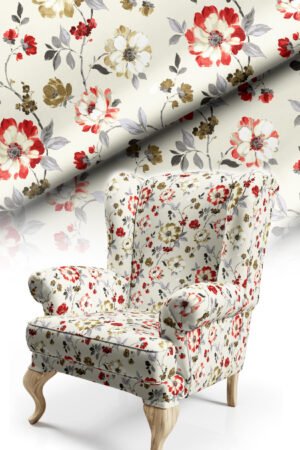 Simple Floral Patterned Cotton-backed Thick rachel-knit Upholstery fabric 140cm width ( FBR 120 )