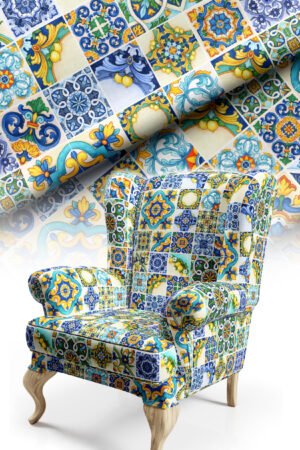 Limoncello Patterned Cotton-backed Thick rachel-knit Upholstery fabric 140cm width ( FBR 122 )