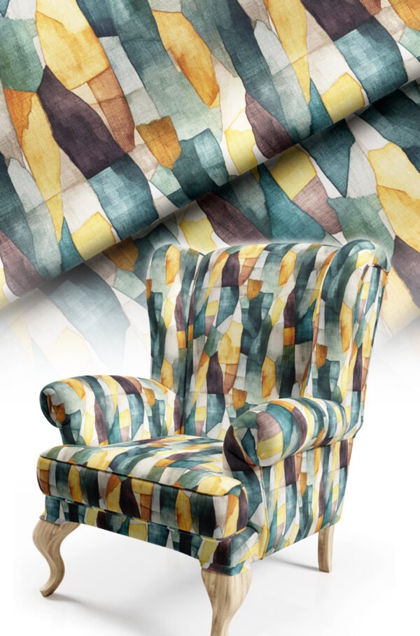 Abstract Watercolour Pattern Upholstery Fabric, 140cm Width (FBR 123)