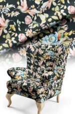 Classic Dark Floral Patterned Cotton-backed Thick rachel-knit Upholstery fabric 140cm width ( FBR 125 )