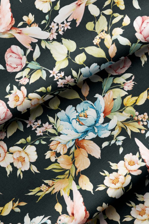 Classic Dark Floral Pattern Upholstery Fabric by Nilstar®