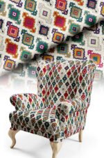 Diamond Patterned Cotton-backed Thick rachel-knit Upholstery fabric 140cm width ( FBR126 )