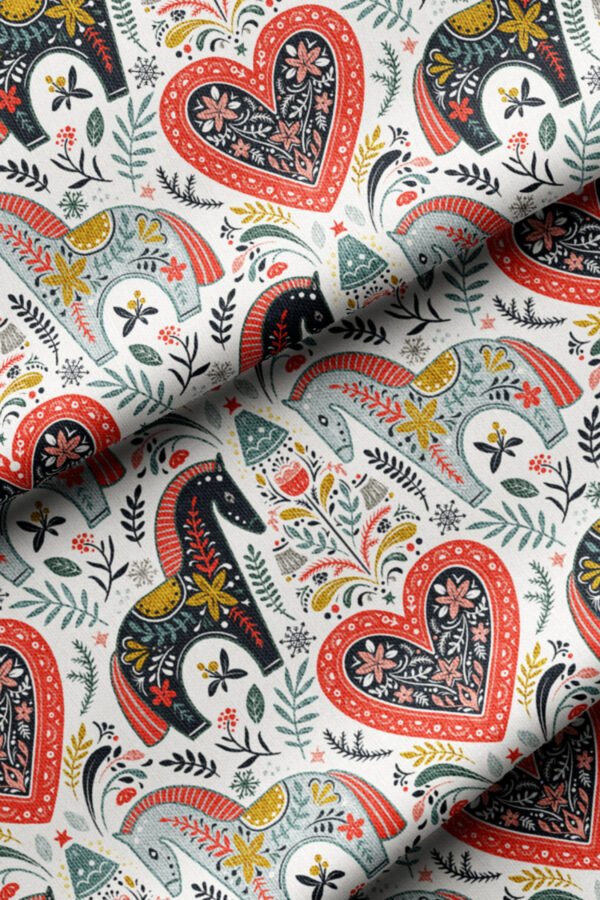 Pop Horse and Heart Motif Upholstery Fabric by Nilstar®