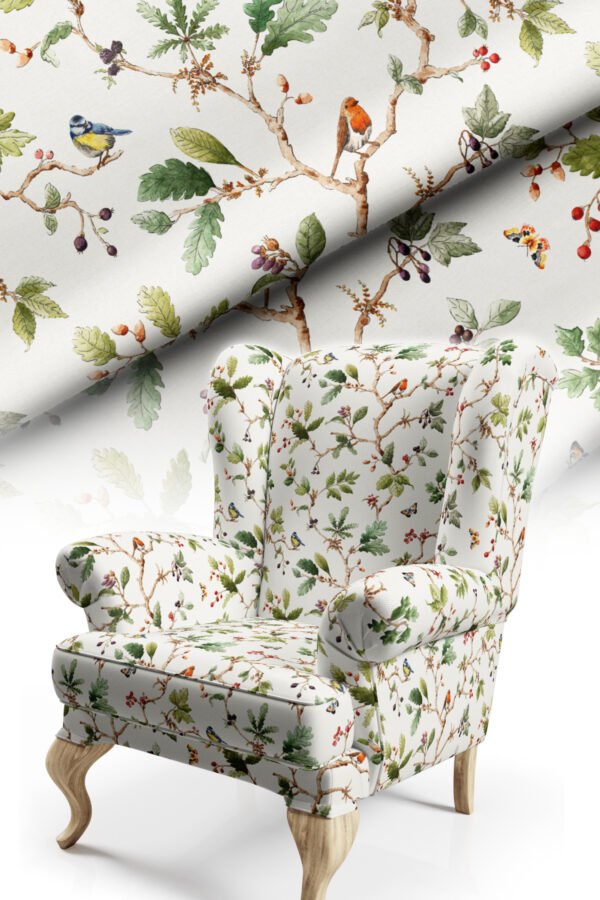 Watercolour Bird Pattern Upholstery Fabric by Nilstar®