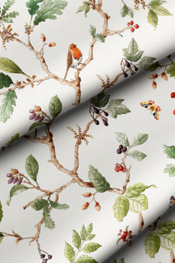 Watercolour Bird Pattern Upholstery Fabric by Nilstar®