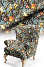 Daldaki Birds Patterned Cotton-backed Thick rachel-knit Upholstery fabric 140cm width ( FBR 130 )