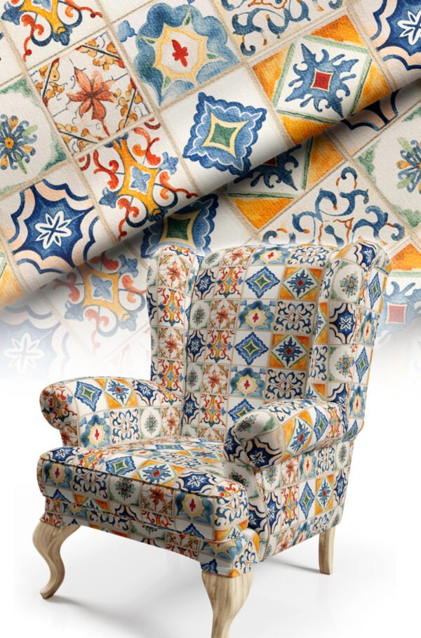 Modern Tile Pattern Upholstery Fabric, 140cm Width (FBR 131)