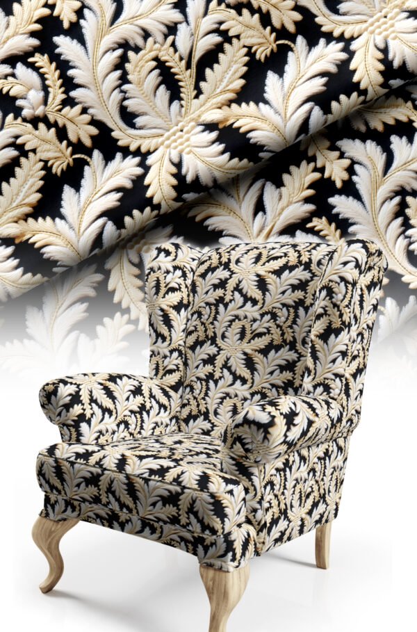 Embroidery-Look Pattern Upholstery Fabric, 140cm Width (FBR 132)