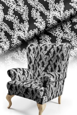 MODERN LACE LOOK DIGITALLY-PRINTED UPHOLSTERY BABYFACE FABRIC 140cm width ( FBR 134 BLACK )