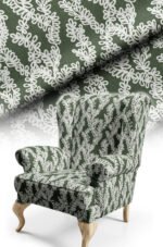 MODERN LACE LOOK DIGITALLY-PRINTED UPHOLSTERY BABYFACE FABRIC 140cm width ( FBR 134 GREEN )